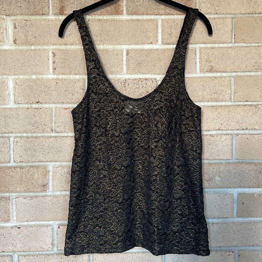 UO Sheer Metallic Floral Lace Tank Top